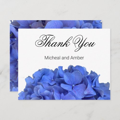 Blue periwinkle elegant floral hydrangeas  thank you card