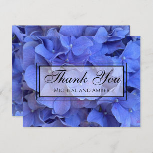 Blue periwinkle elegant floral hydrangeas thank you card