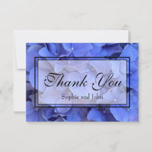 Blue periwinkle elegant floral hydrangeas thank you card