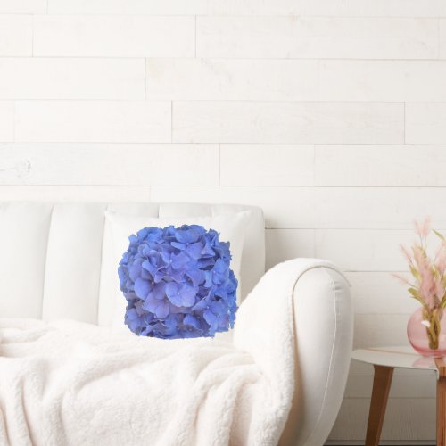 Blue periwinkle elegant floral hydrangeas  throw pillow