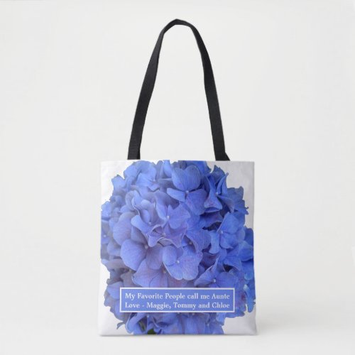 Blue periwinkle elegant floral hydrangeas  tote bag