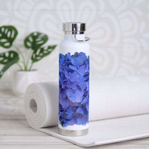 Blue periwinkle elegant floral hydrangeas  water bottle