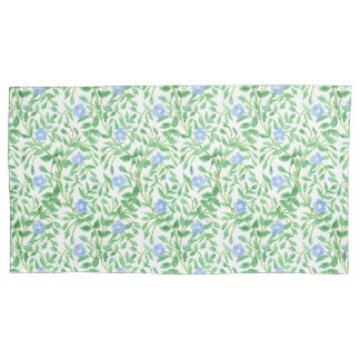 Blue Periwinkle Floral Pattern on White Pillowcase