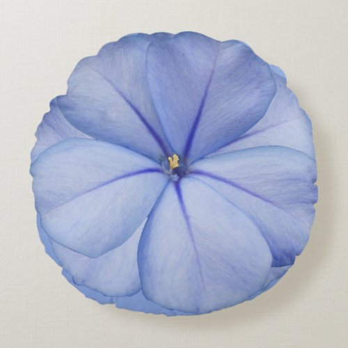Blue Periwinkle Flower Round Pillow