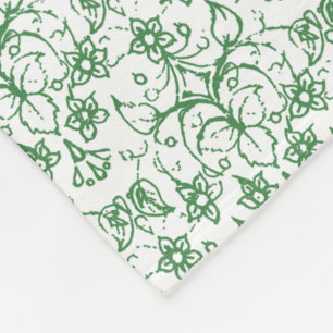 Blue Periwinkle Flowers Vintage Faux Patch Pattern Fleece Blanket