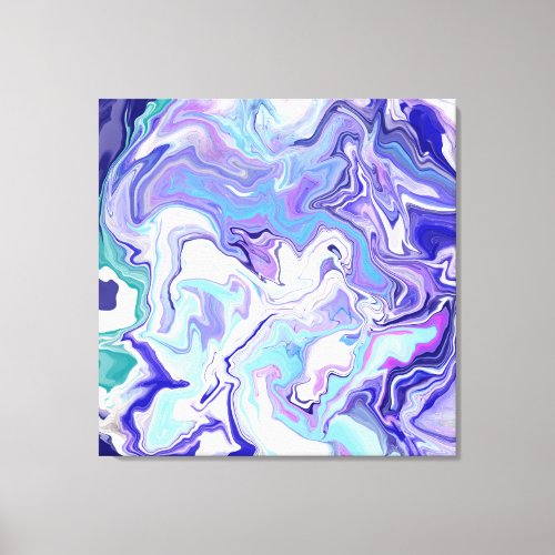 Blue Periwinkle Marble Fluid Art   Canvas Print