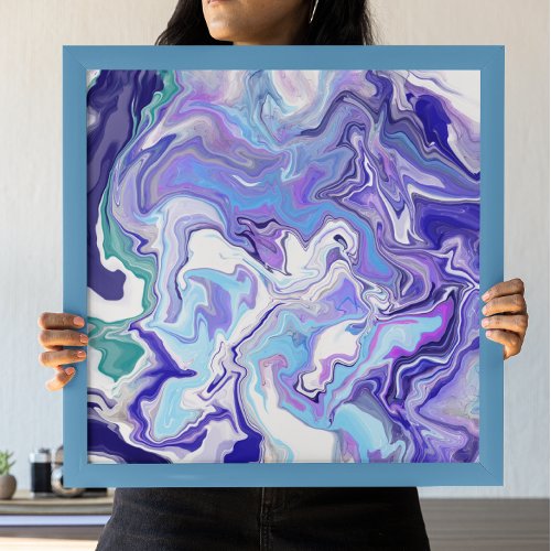 Blue Periwinkle Marble Fluid Art Poster
