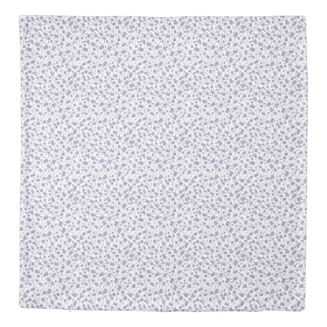 Blue Periwinkle Small Floral Print Duvet Cover (Back)