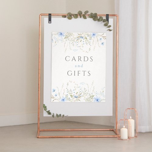 Blue Periwinkle Wildflower Wedding Card Gift Sign