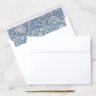 Blue Periwinkle Wildflower Wedding Envelope Liner