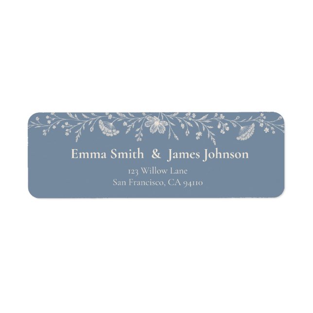 Blue Periwinkle Wildflower Wedding Return Address  Label (Front)
