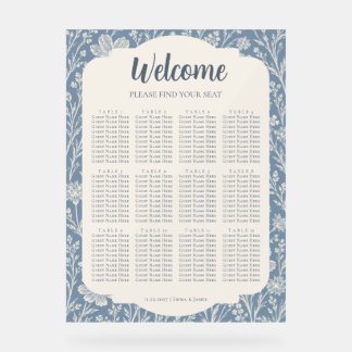 Blue Periwinkle Wildflower Wedding Seating Chart