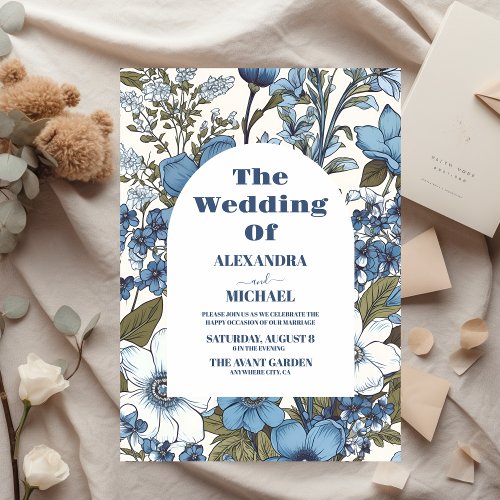 Blue Periwinkle Wildflowers Wedding Invitation