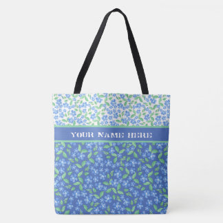 Blue Periwinkles Ditsy Floral Mix'n'match Patterns Tote Bag
