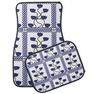 Blue Persian Asian Floral Geometric Pattern