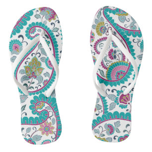 Blue Persian Boteh Paisley Pattern woman Flip Flop