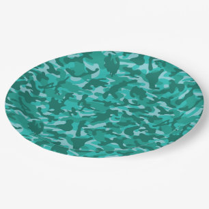 Blue Persian Camouflage Paper Plates