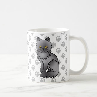 Blue Persian Cute Cartoon Cat Illustration Coffee Mug
