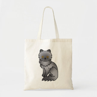 Blue Persian Cute Cartoon Cat Illustration Tote Bag