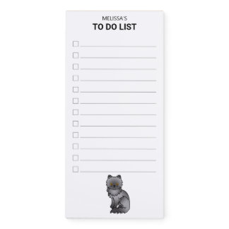 Blue Persian Cute Cartoon Cat To Do List &amp; Name Magnetic Notepad
