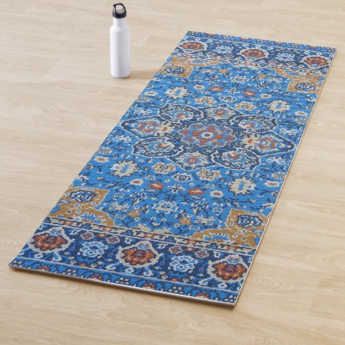 Blue Persian Turkish Rug Pattern Yoga Mat
