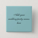 Blue Persnalized Wedding Party Name Pins at Zazzle