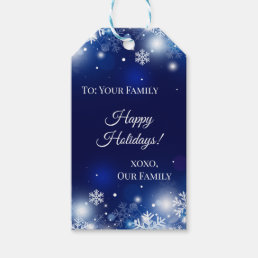 Blue Personalised Christmas Snowflakes Gift Tags
