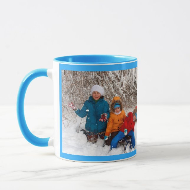 Blue Personalize Photo Template Gift Coffee Mug (Left)