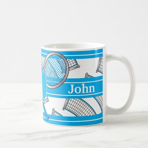 Blue Personalize Tennis Design Coffee Mug