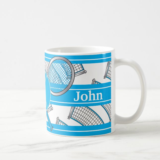 Blue Personalize Tennis Design Coffee Mug (Right)