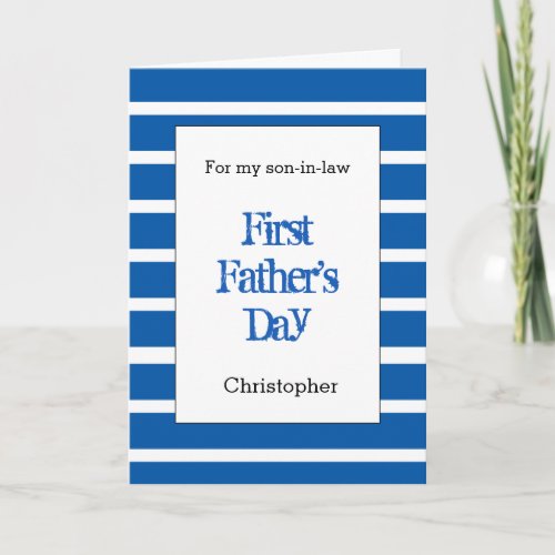 Blue Personalized 1st Fathers Day Son_in_Law Card