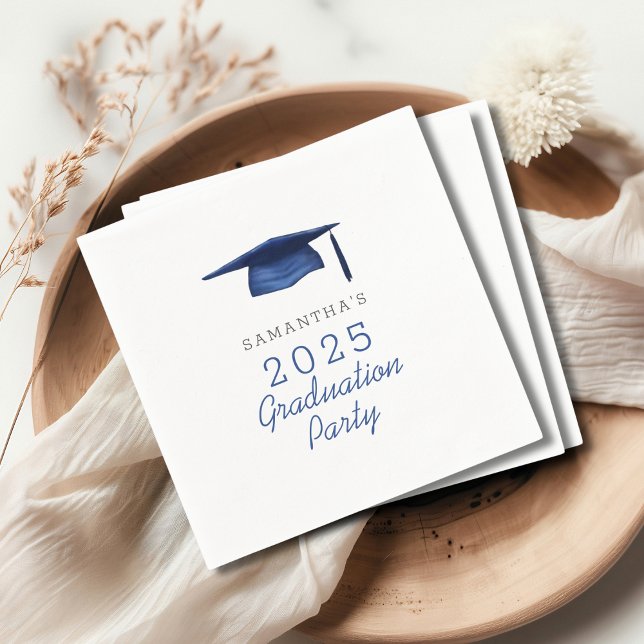 Blue Personalized 2025 Graduation Party  Napkins (Creator Uploaded)