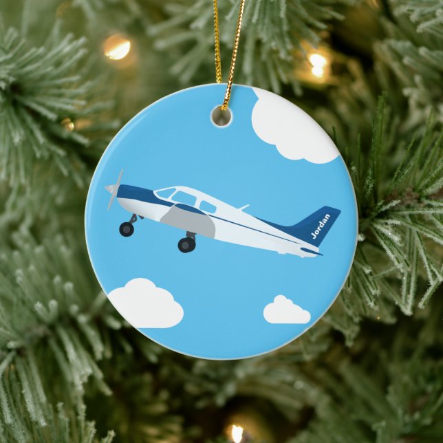 Blue Personalized Airplane Ornament (Tree)