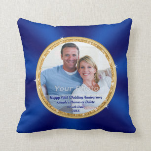 Blue Personalized Anniversary Photo Gifts, Delete Throw Pillow
