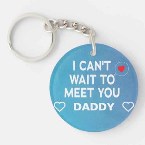 Blue Personalized Babys Sonogram Expectant Daddy Keychain