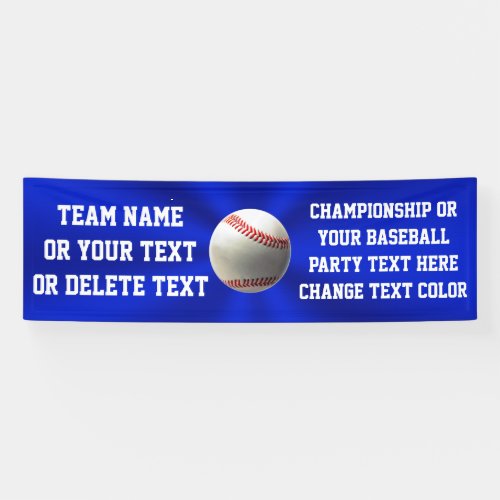 Blue Personalized Baseball Banner with Your Text