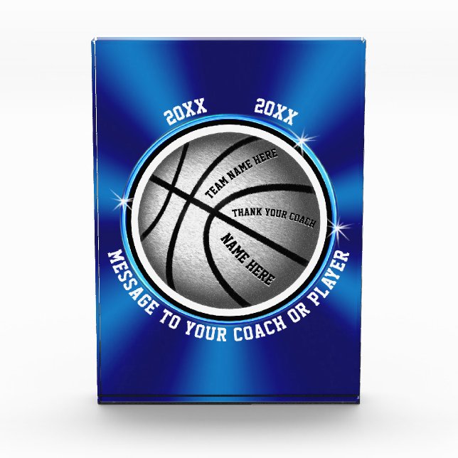 Blue Personalized Basketball Coach Gift Ideas (Front)