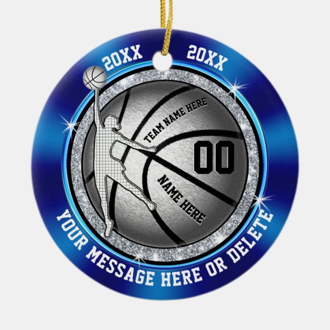 Blue Personalized Basketball Ornaments for Girls (Front)