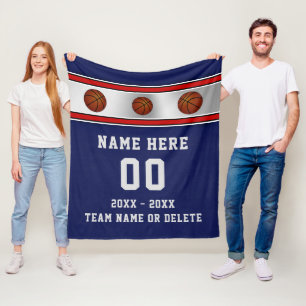 Blue Personalized Basketball Senior Night Gifts Fleece Blanket