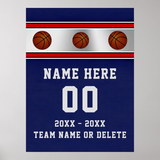Blue Personalized Basketball Senior Night Posters (Front)