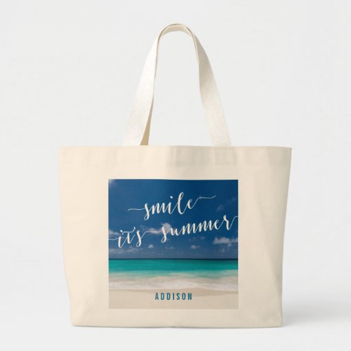 Blue Personalized Beach Bags Jumbo Tote