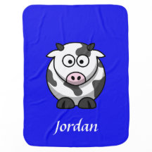 Blue Personalized Cow Blanket