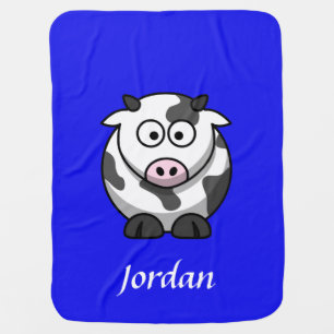 Blue Personalized Cow Blanket