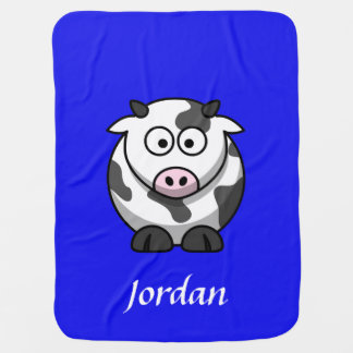 Blue Personalized Cow Blanket