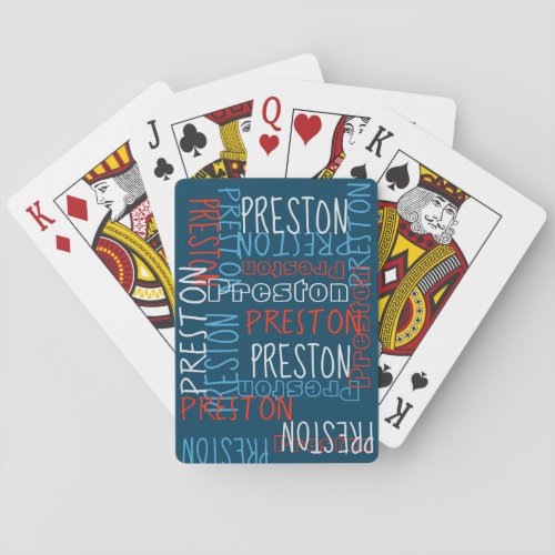 Blue Personalized Custom Name Collage Colorful Playing Cards