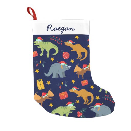 Blue Personalized Cute Dinosaur Christmas Pattern Small Christmas Stocking