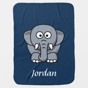 Blue Personalized Elephant Blanket