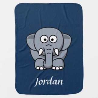 Blue Personalized Elephant Blanket