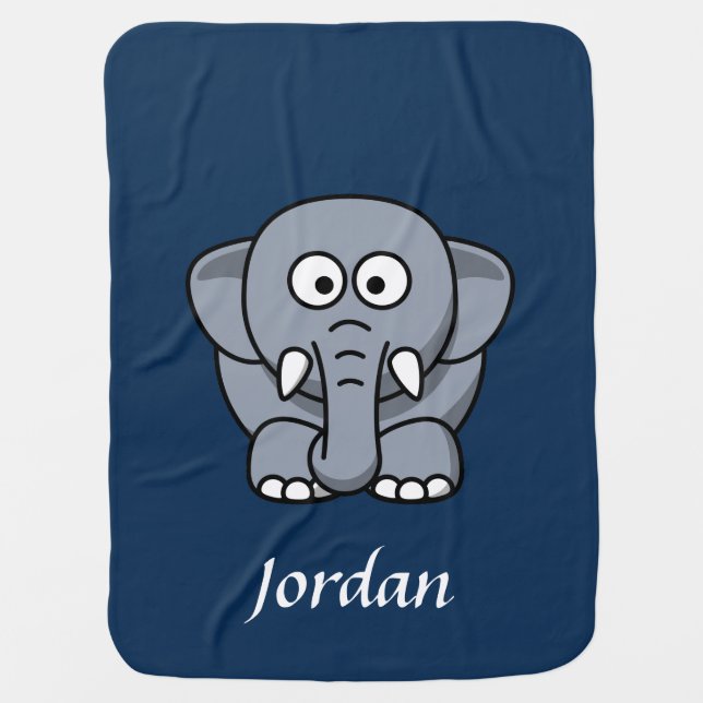 Blue Personalized Elephant Blanket (Front)
