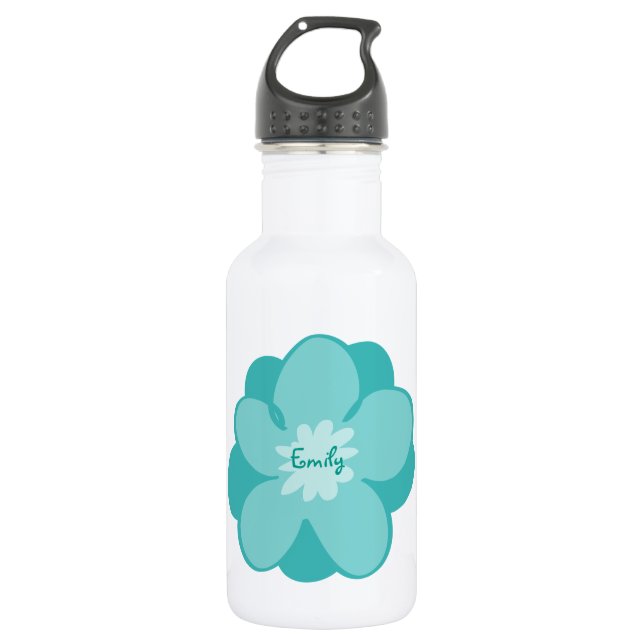 Blue personalized flower water bottle (Front)
